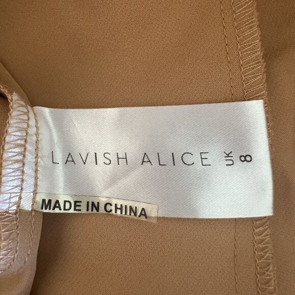 Lavish Alice Asymmetrical Tie Waist Trouser Pants Tan UK 8 US 4 - Picture 10 of 12